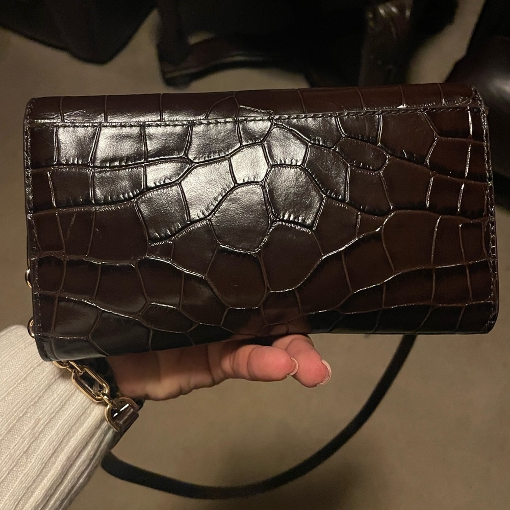 Michael Kors Dark Brown Croc-Embossed Crossbody - Picture 2 of 8